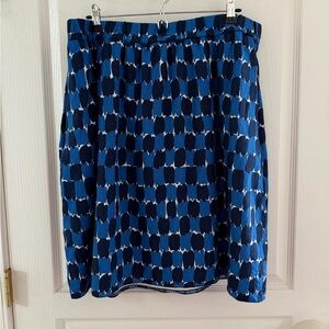 Boden Blue and Black Patterned Pencil Skirt